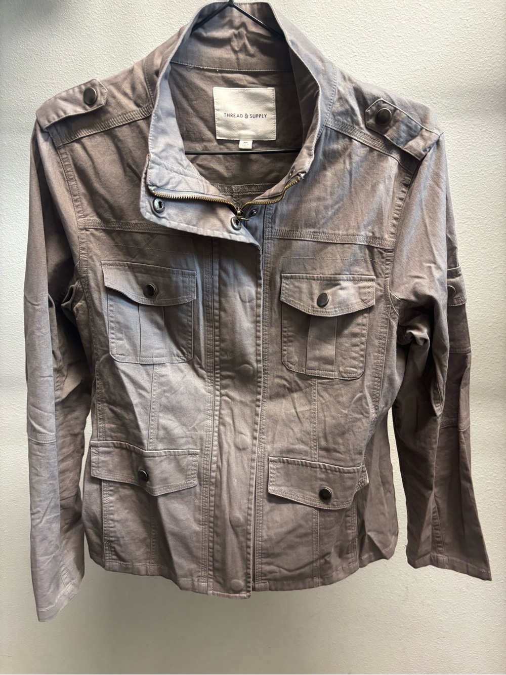 Thread & Supply Taupe Utility Jacket with Flap Pockets